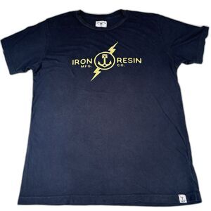 Iron & Resin T-Shirt Mens Large Black Short Sleeve Lightning Anchor USA Handmade